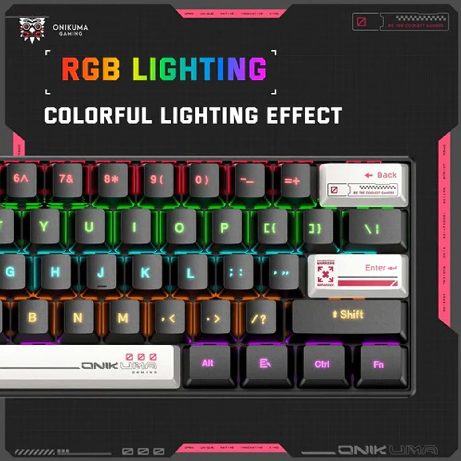 کیبورد گیمینگ اونیکوما مدل G55 RGB، مکانیکال سوییچ قهوهای، Tenkeyless، نورپردازی RGB