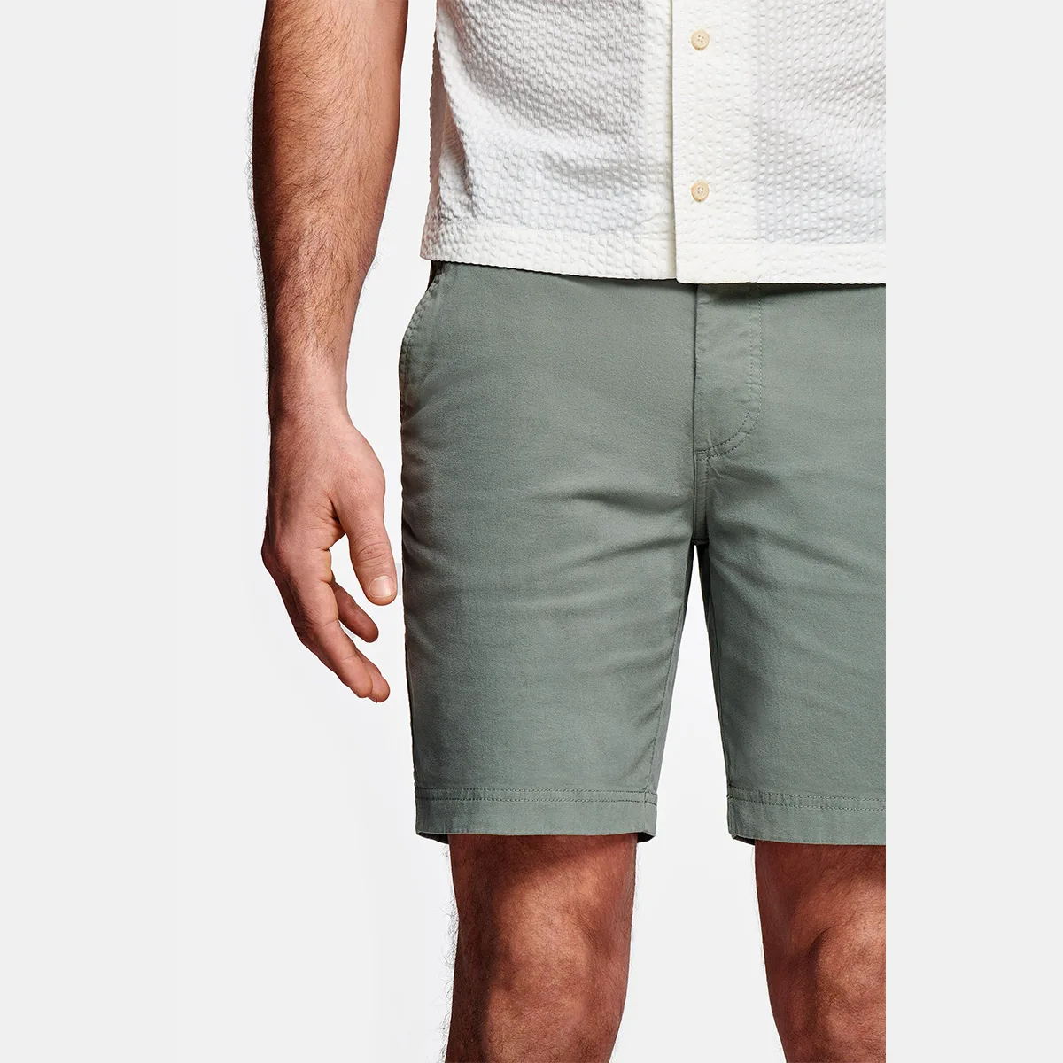 شلوارک مردانه مامی دوز مدل فرمال کتان رنگ سبز