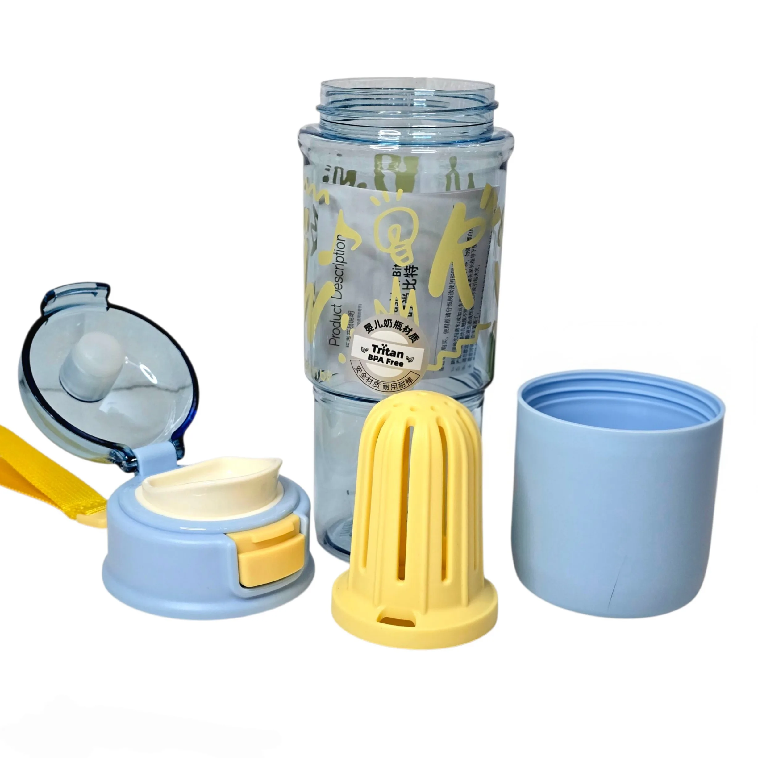 قمقمه ورزشی مدل لیوان دار گنجایش 0.6 لیتر