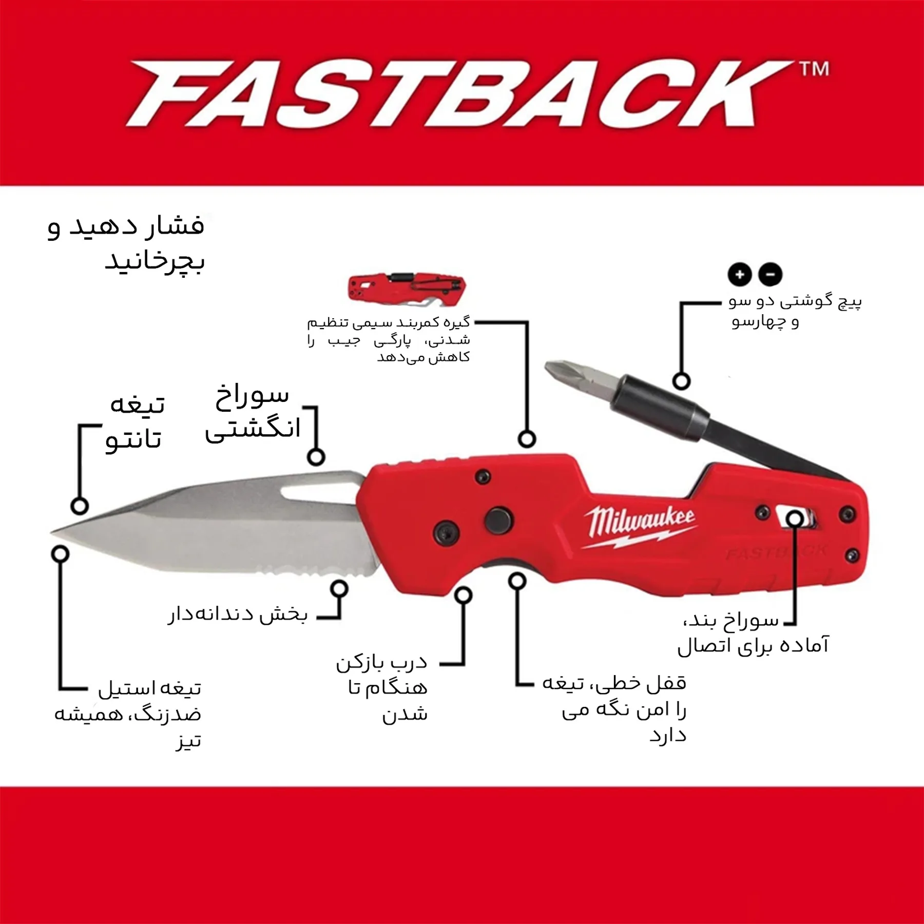 چاقوی چندکاره سفری میلواکی مدل 48-22-1540