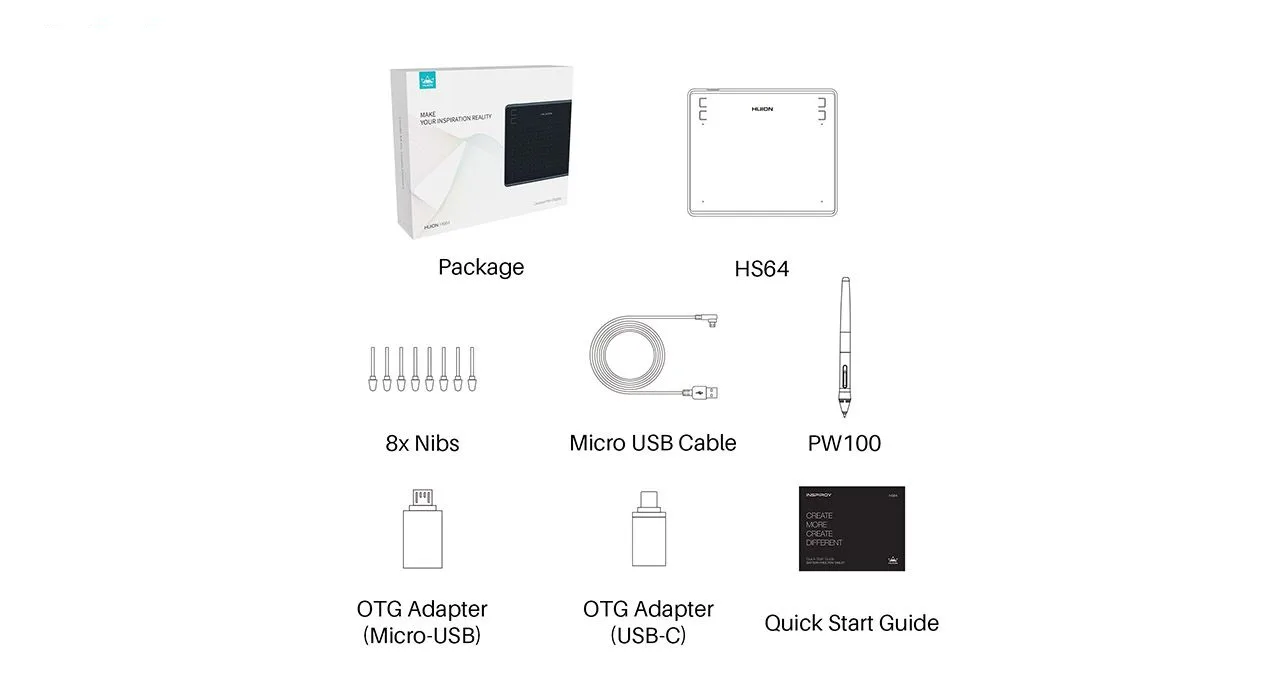 تبلت گرافیکی هوئیون مدل HS64 به همراه قلم نوری