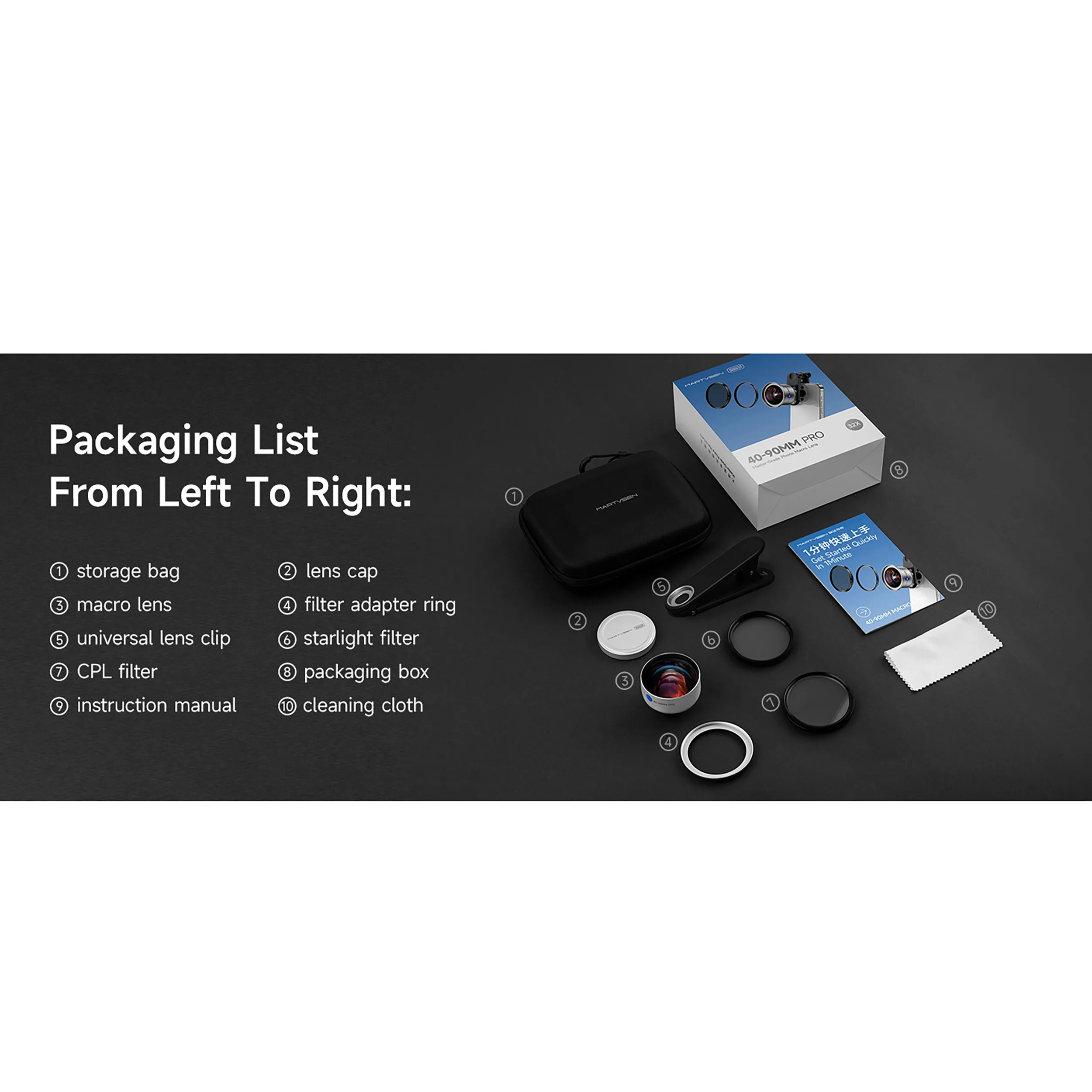 لنز دوربین مارتویسن مدل MASTER-GRADE PHONE MACRO LENZ 32X (40-90MM PRO) مخصوص دوربین شرکت  سامسونگ، پاناسونیک، فوجی فیلم، نیکون، کانن، سونی، دی‌جی‌آی، اینستا360