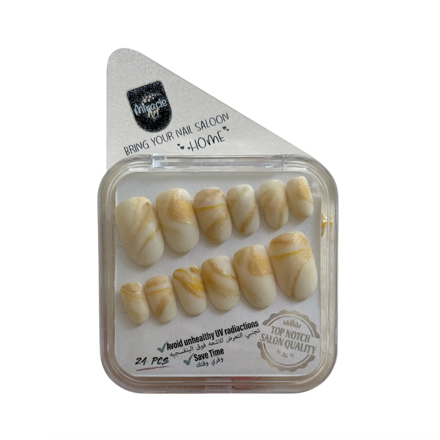 ناخن مصنوعی دست میراکل آرت مدل R2400103 بسته 24 عددی