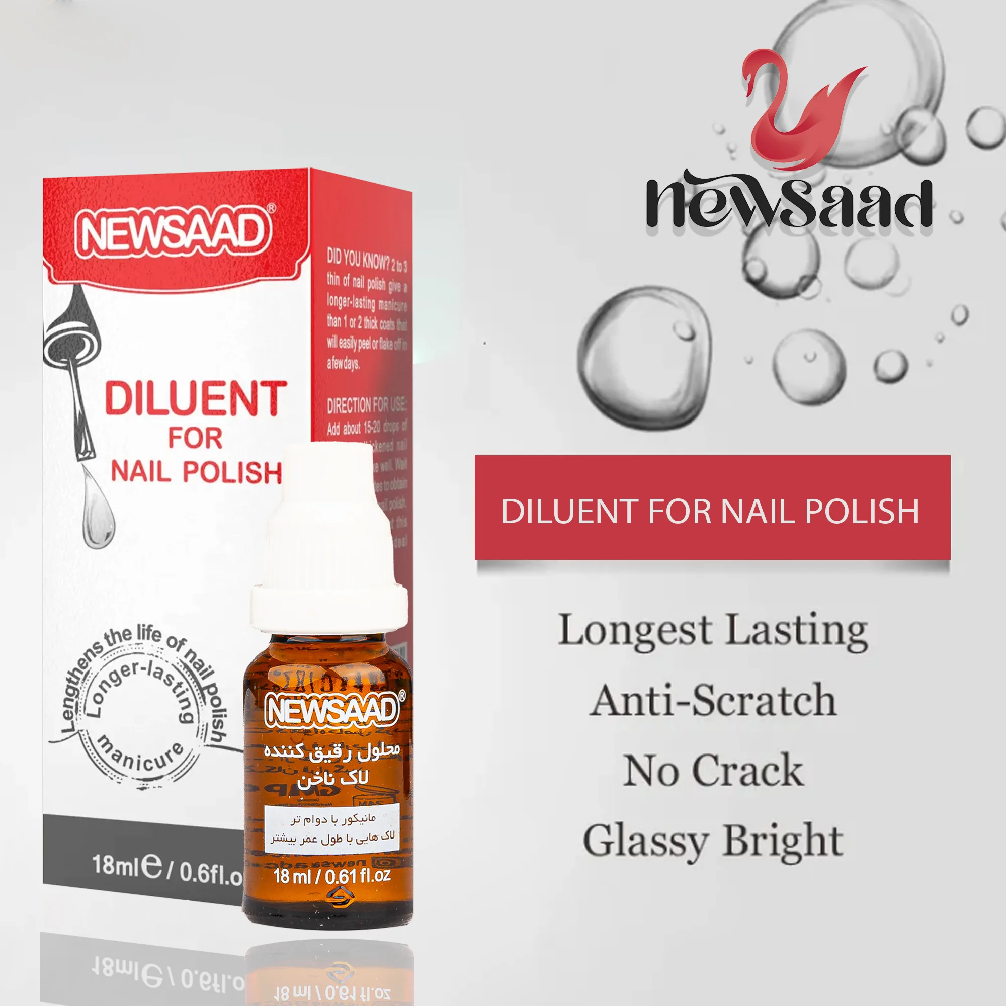 محلول رقیق کننده لاک ناخن نیوساد مدل DILUENT24 حجم 18 میلی لیتر مجموعه 24 عددی