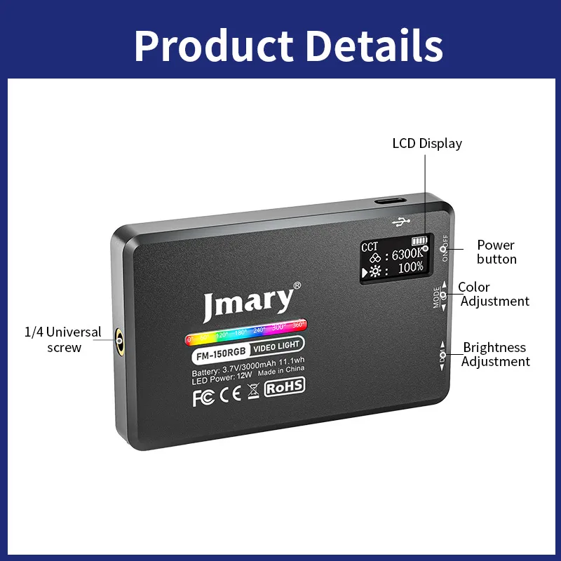 نور ثابت ال ای دی جی ماری مدل فلت FM-150 RGB