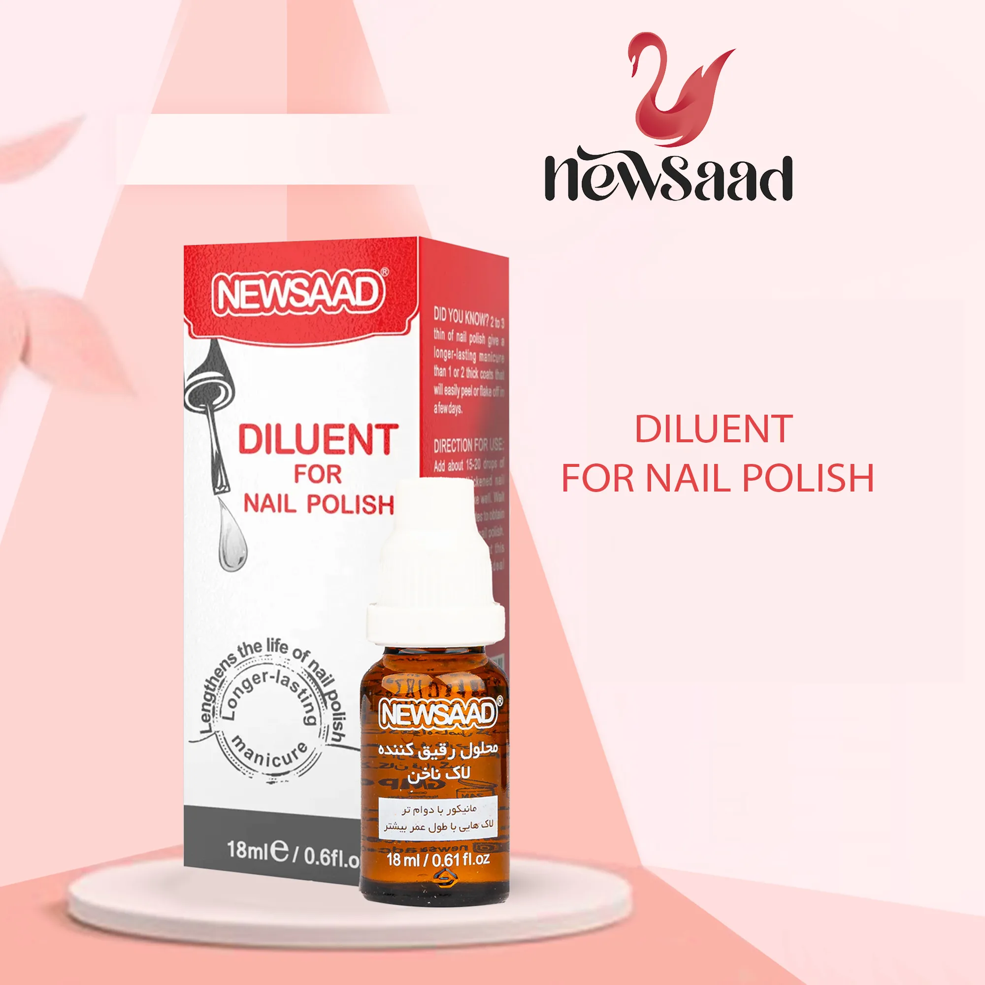 محلول رقیق کننده لاک ناخن نیوساد مدل DILUENT24 حجم 18 میلی لیتر مجموعه 24 عددی