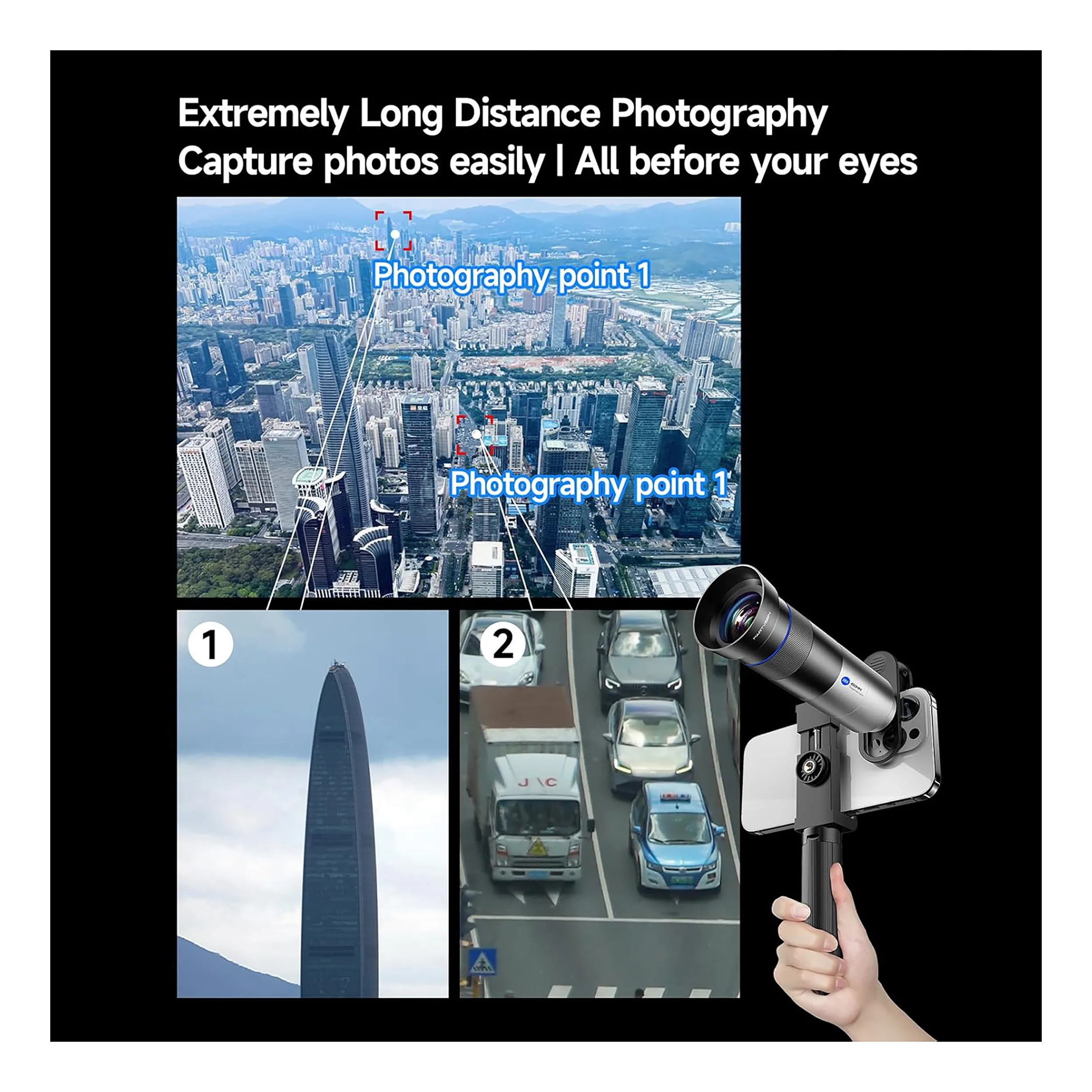 لنز دوربین مارتویسن مدل TELEPHOTO LENS 450MM 28X مخصوص دوربین شرکت پاناسونیک، سامسونگ، سونی