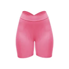 شورتک ورزشی زنانه مدل فلامینگو پشت چین دار هفتی کد 2433-PINK
