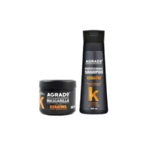 ماسک مو آگرادو مدل Keratina حجم 500 میلی لیتر به همراه شامپو مو مدل Keratin حجم 400 میلی لیتر