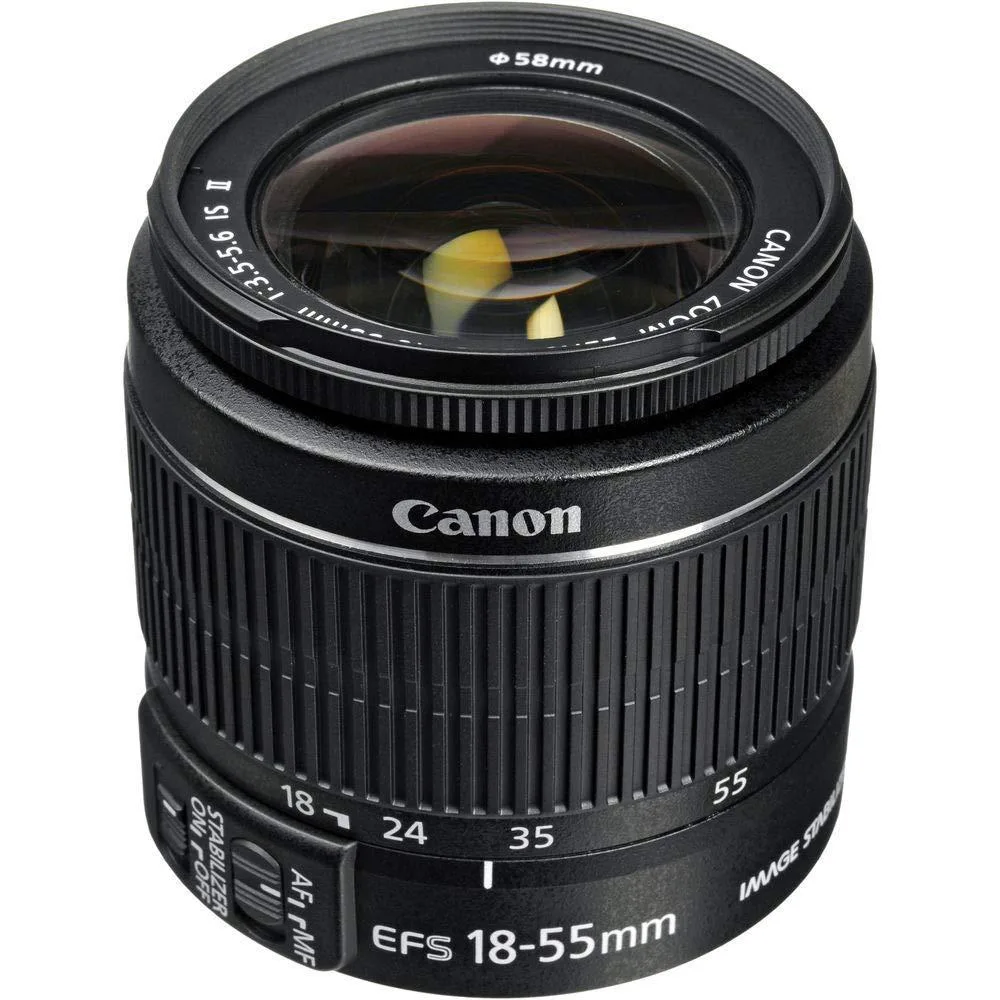 لنز دوربین کانن مدل لنز کانن EF-S 18-55mm f/3.5-5.6 III به همراه فیلتر یو وی 58 کانن و درب 58 کانن