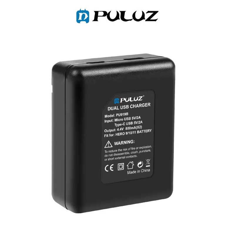 شارژر باتری پلوز مدل USB Dual مناسب برای دوربین گوپرو Hero 12/11/10/9