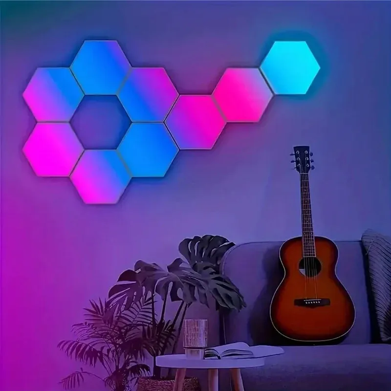 پنل دیواری گیمینگ طرح شش ضلعی بسته 8 عددی