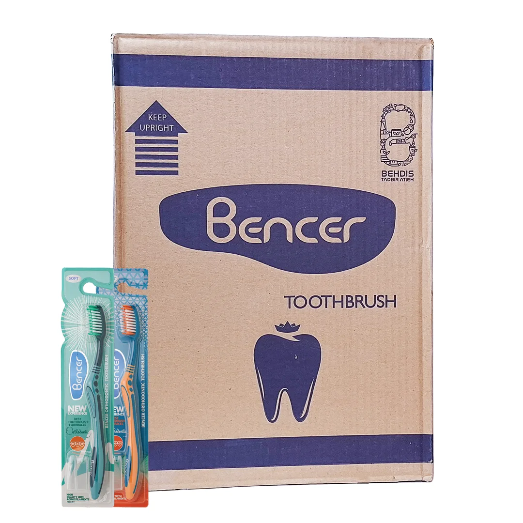 مسواک بنسر مدل ارتودنسی با برس نرم بسته 144 عددی