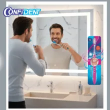 مسواک کانفیدنت مدل Shine Bristeles با برس نرم مجموعه 3 عددی