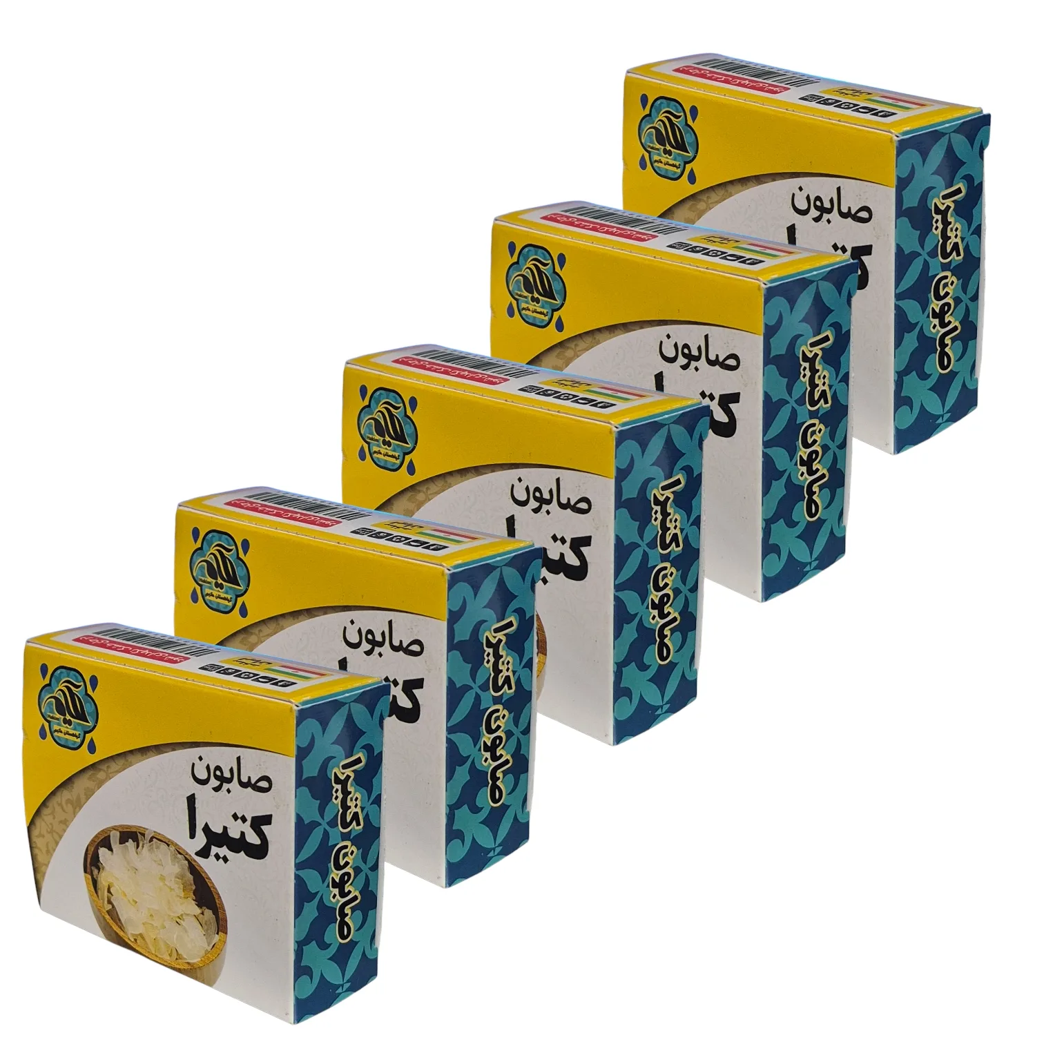 صابون شستشو گیاهستان حکیم مدل کتیرا مناسب برای انواع پوست وزن 75 گرم بسته پنج عددی