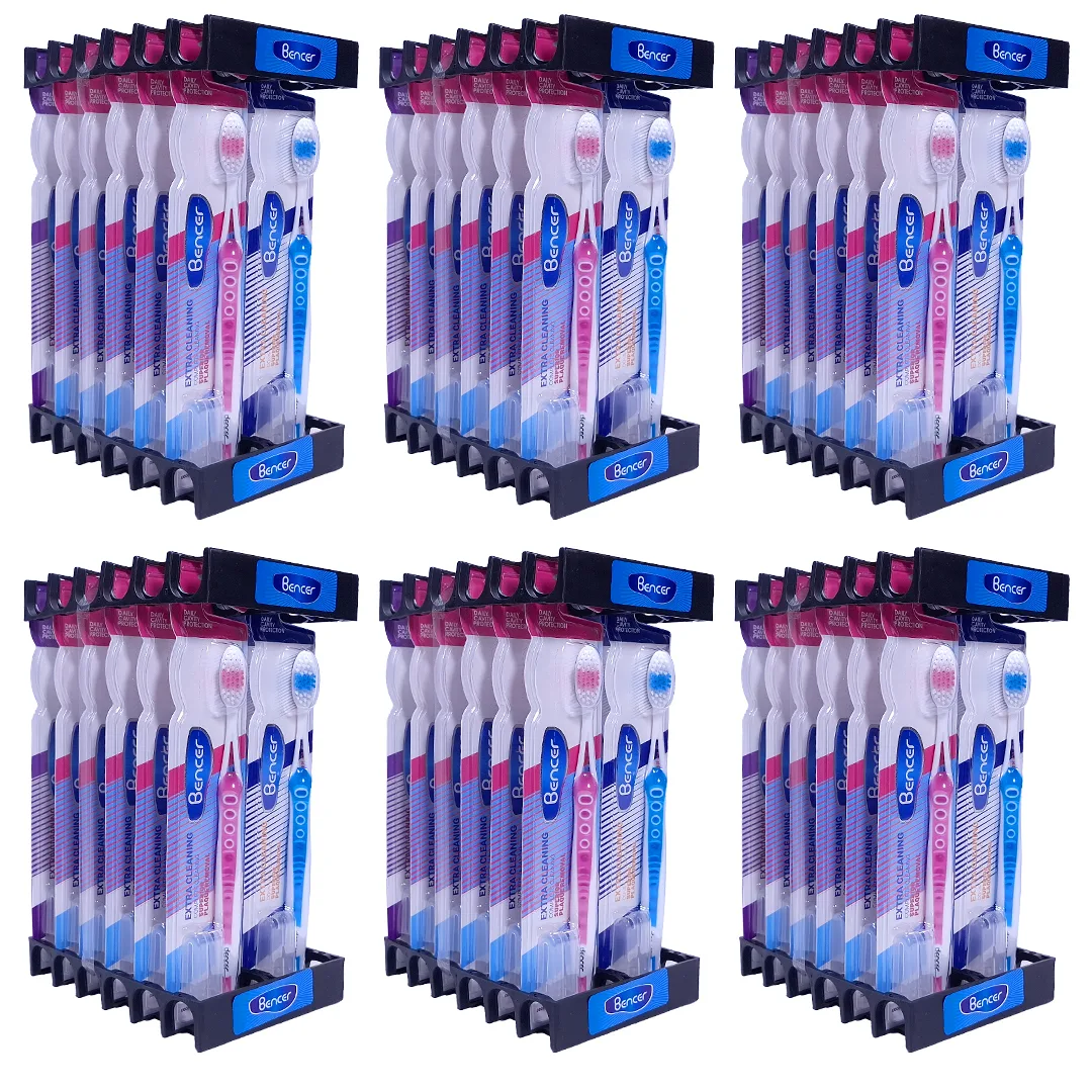 مسواک بنسر مدل اکسترا کلینینگ با برس سخت بسته 72 عددی