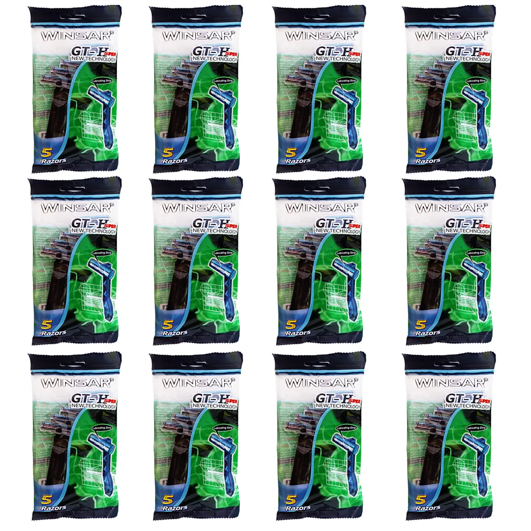 خود تراش وینسار مدل GT-H SUPER دوازده بسته 5 عددی