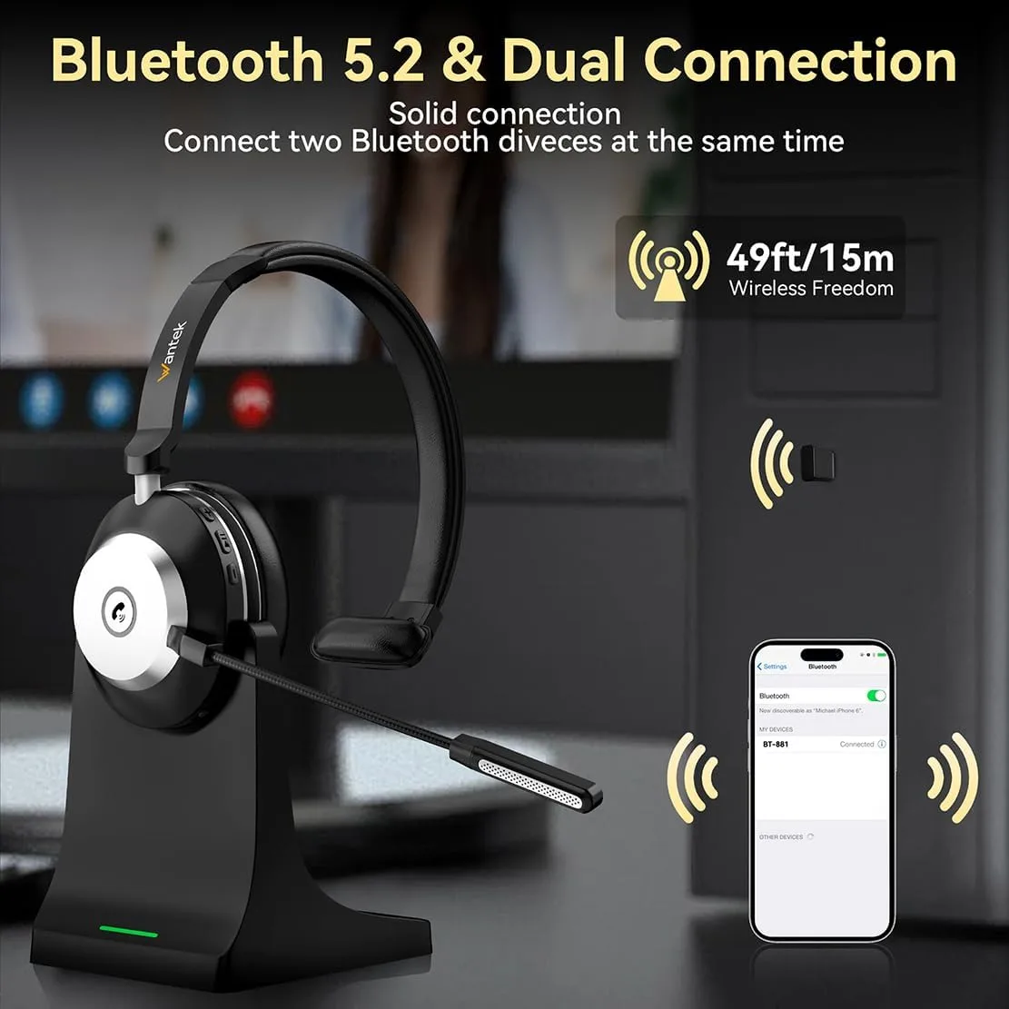 هدست تلفن بیسیم مدل 881BT-S2
