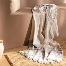 شال مبل و تخت مادام کوکو مدل Allons Beyaz Gri سایز 170×140 سانتی‌متر