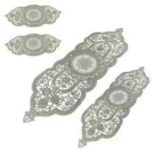 ست 4 تکه رومیزی مدل قیطان دوزی طرح گل گندم