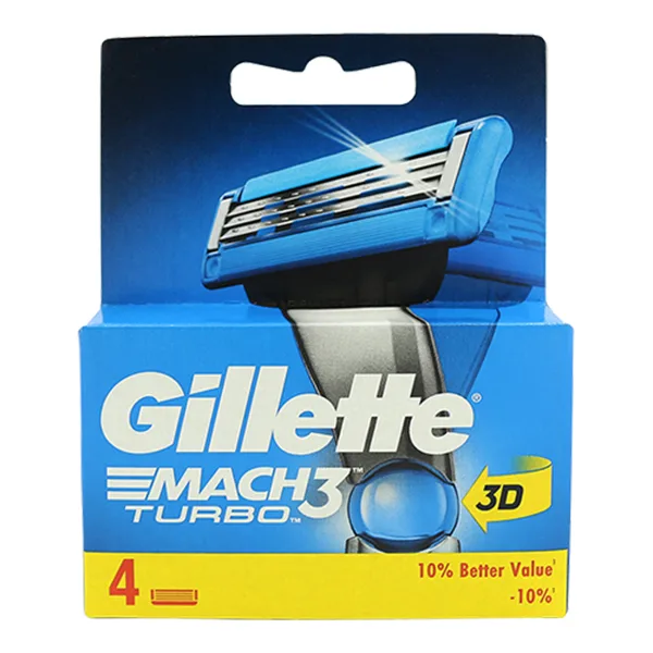 تیغ یدک ژیلت مدل MACH3 TURBO 3D بسته 4 عددی