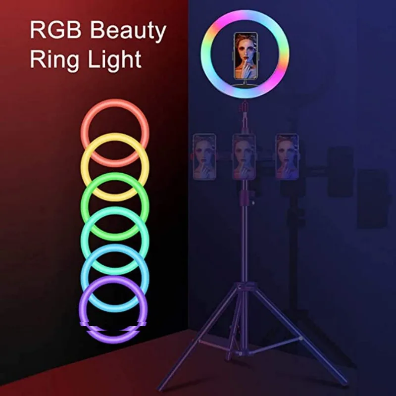رینگ لایت مدل RGB_LED 26 به همراه سه پایه
