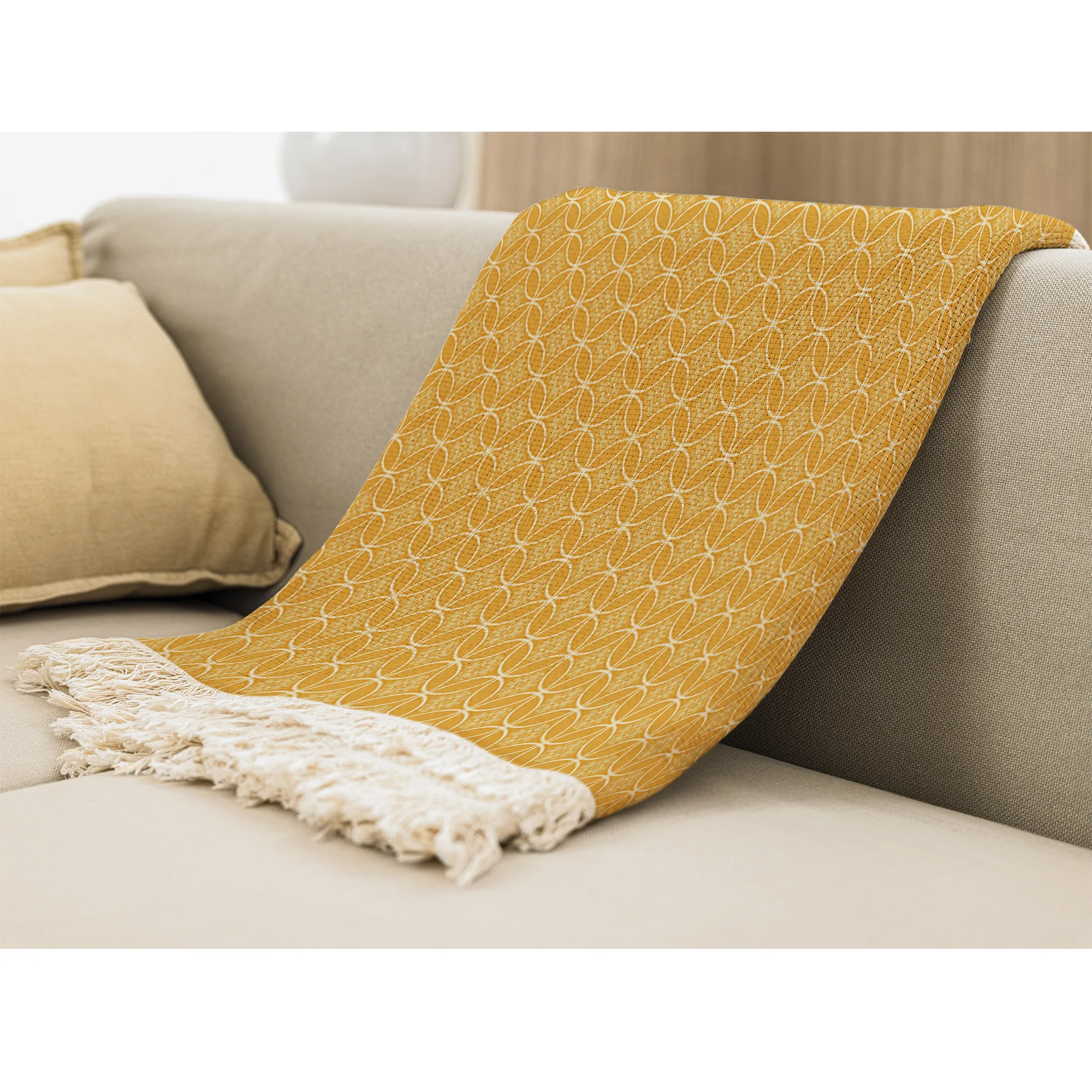 شال مبل بارمان دکور طرح دایره ای کد 64 سایز 98x180 سانتی متر