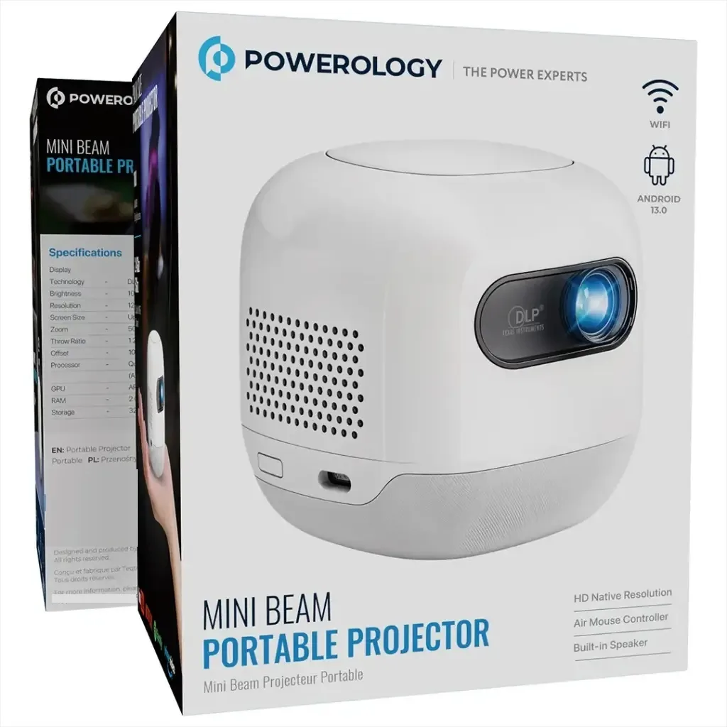 مینی ویدئو پروژکتور 4k پاورولوجی مدل MINI BEAM PWMPM2WH