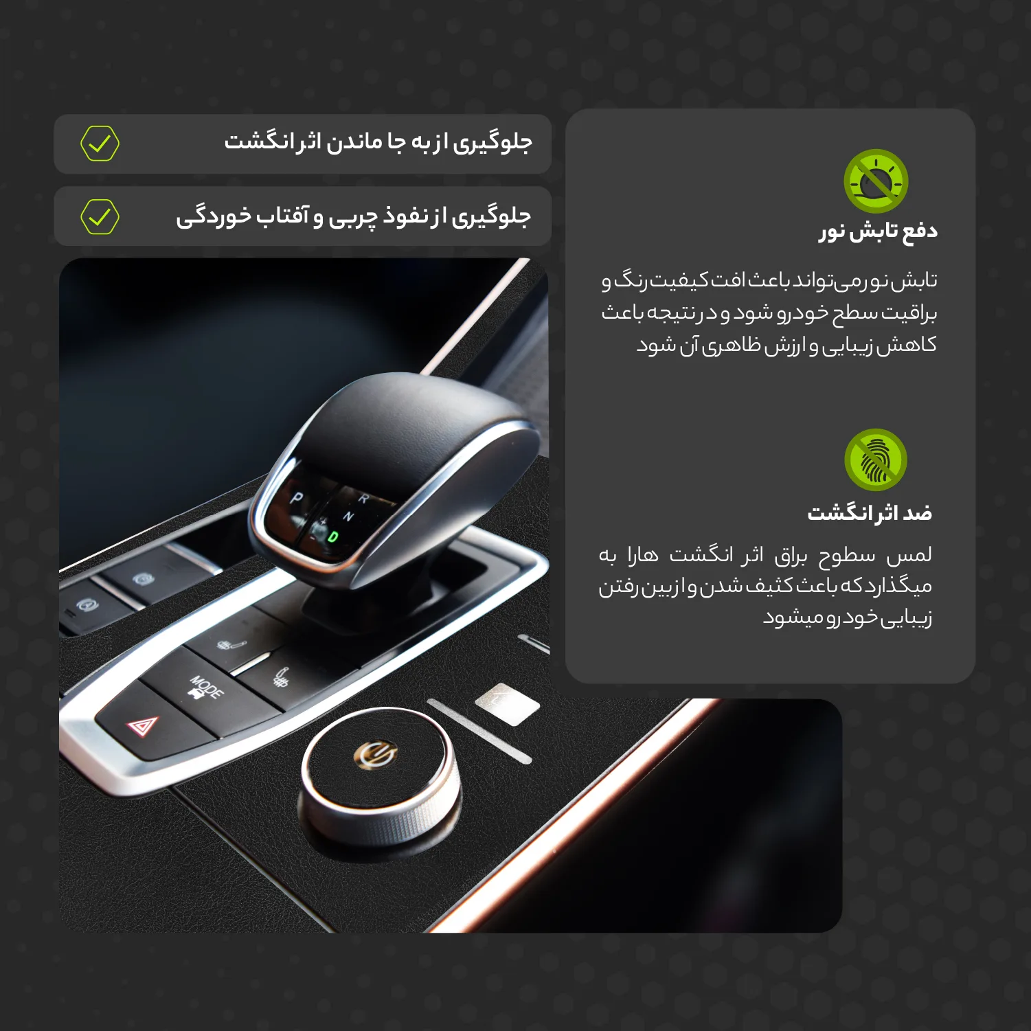 برچسب محافظ کنسول خودرو مولتی نانو طرح چرم مدل X-F1L مناسب برای تارا V4 مجموعه 59 عددی