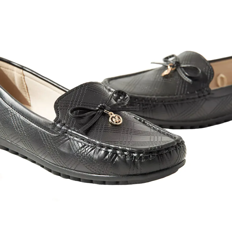 کفش کالج زنانه مکس مدل Perforated Slip-On Loafers with Bow Accent