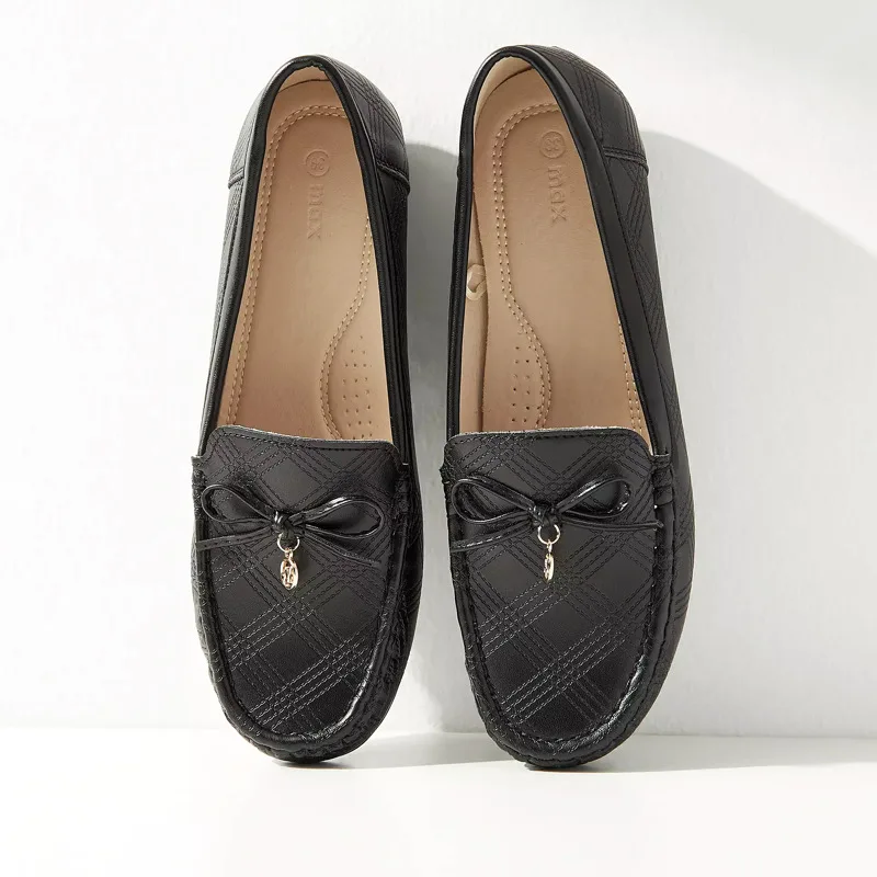 کفش کالج زنانه مکس مدل Perforated Slip-On Loafers with Bow Accent