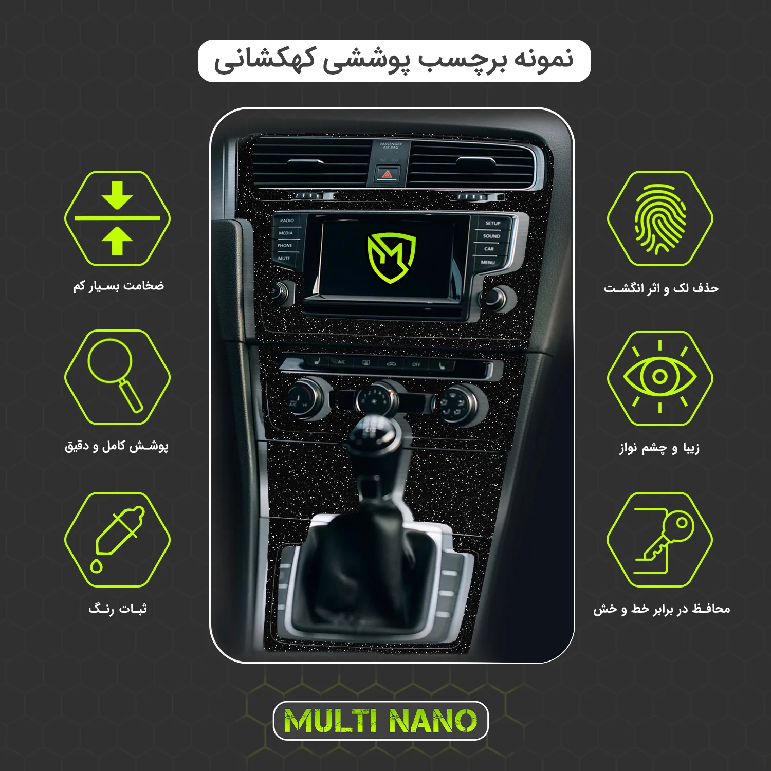 برچسب محافظ کنسول خودرو مولتی نانو مدل X-F1G مناسب برای لاماری Eama