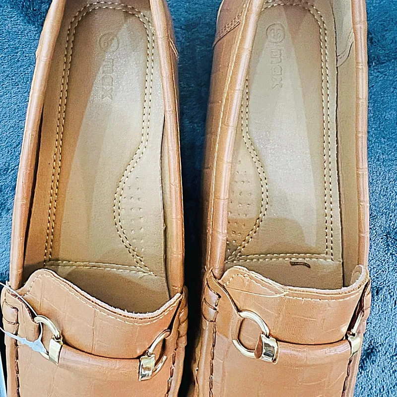 کفش کالج زنانه مکس مدل Textured Slip-On Moccasins With Metallic Accen