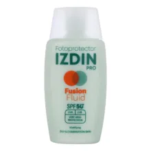 فلوئید ضد آفتاب بیرنگ صورت و گردن ایزدین پرو SPF 50 مدل Safe Eye Tech محافظ در برابر اشعه UVA و UVB مناسب برای پوست چرب و مختلط حجم 50 میلیلیتر