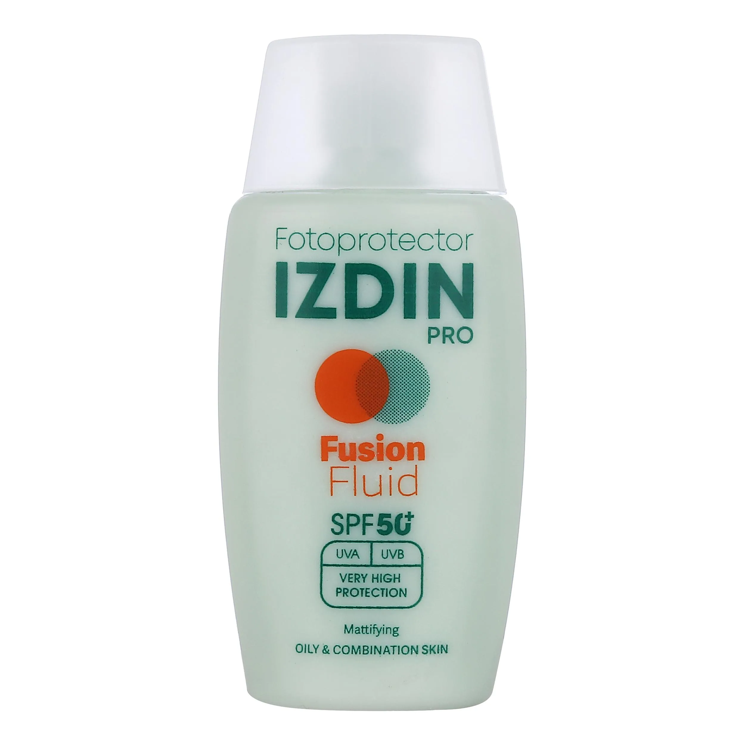 فلوئید ضد آفتاب بیرنگ صورت و گردن ایزدین پرو SPF 50 مدل Safe Eye Tech محافظ در برابر اشعه UVA و UVB مناسب برای پوست چرب و مختلط حجم 50 میلیلیتر