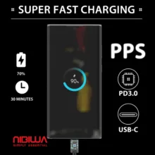 کابل USB-C نیبیوا مدل super fast charging 2.0 طول 2 متر