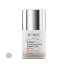 فلوئید ضد آفتاب رنگی پرایم، SPF 50، مدل فیوژن واتر، مناسب انواع پوست با تنالیته روشن و حجم 40 میلی لیتر، محافظتکننده در برابر اشعههای PA++++ ،UVA ،UVB، دارای فرمولاسیون فاقد چربی، ویتامین سی و آنتی اکسیدان، با ماندگاری 4 ساعته