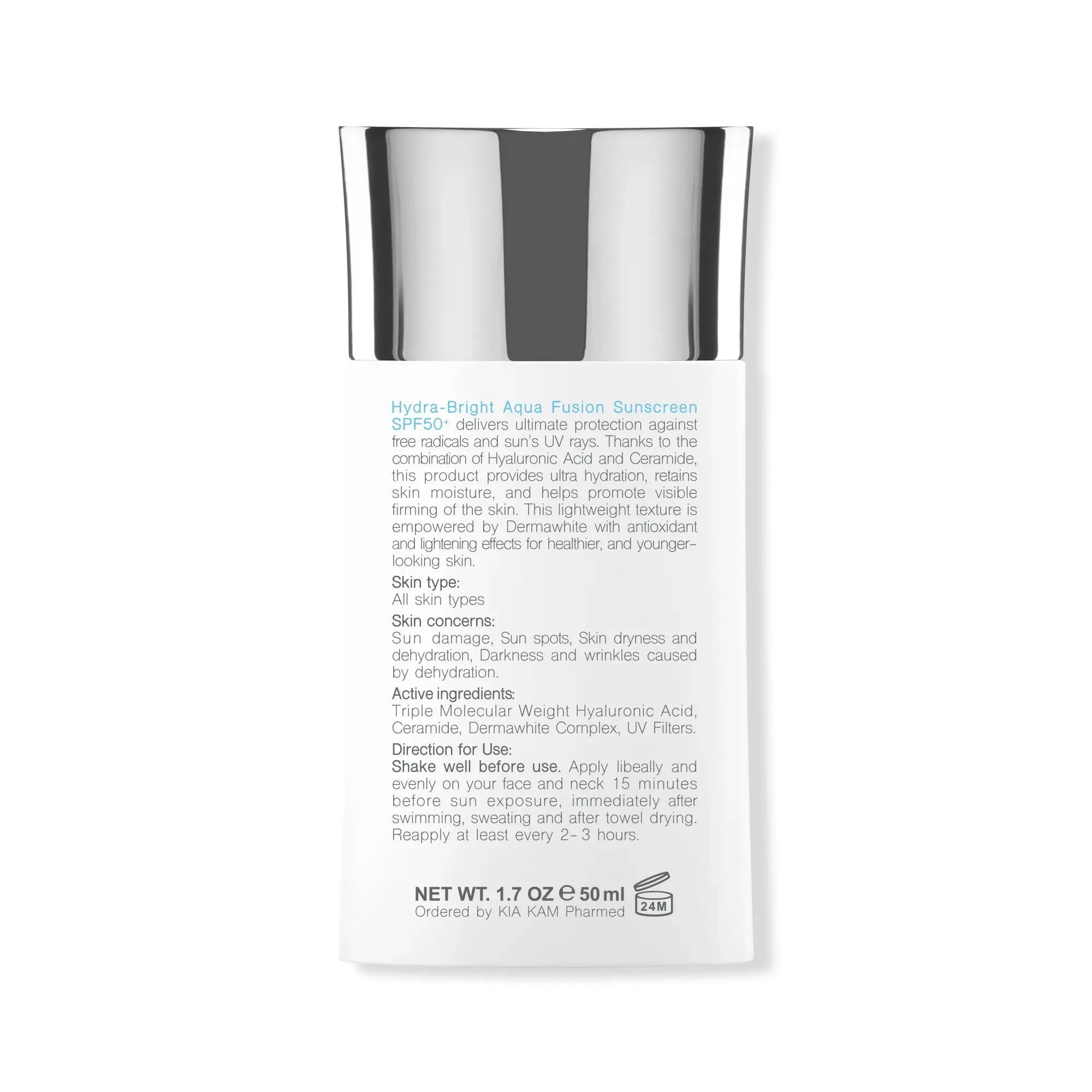 کرم ضدآفتاب بدون رنگ برایت مکس SPF50 مدل آکوا فیوژن مناسب انواع پوست، حجم 50 میلیلیتر