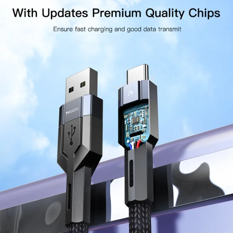 کابل تبدیل USB به USB-C یسیدو مدل CA106 6mm طول 1.2 متر