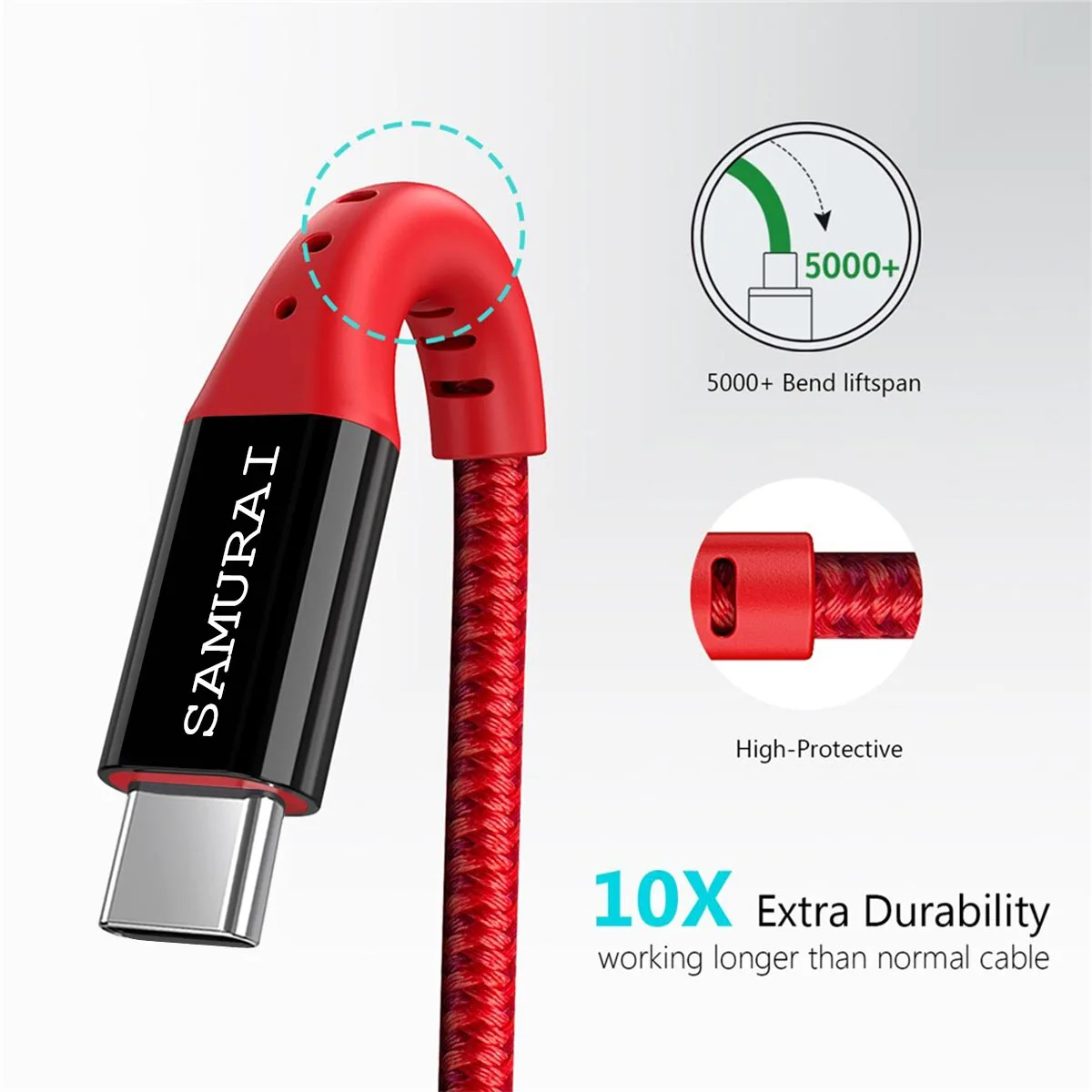 کابل تبدیل USB به USB-C سامورایی مدل Ocelot طول 1 متر