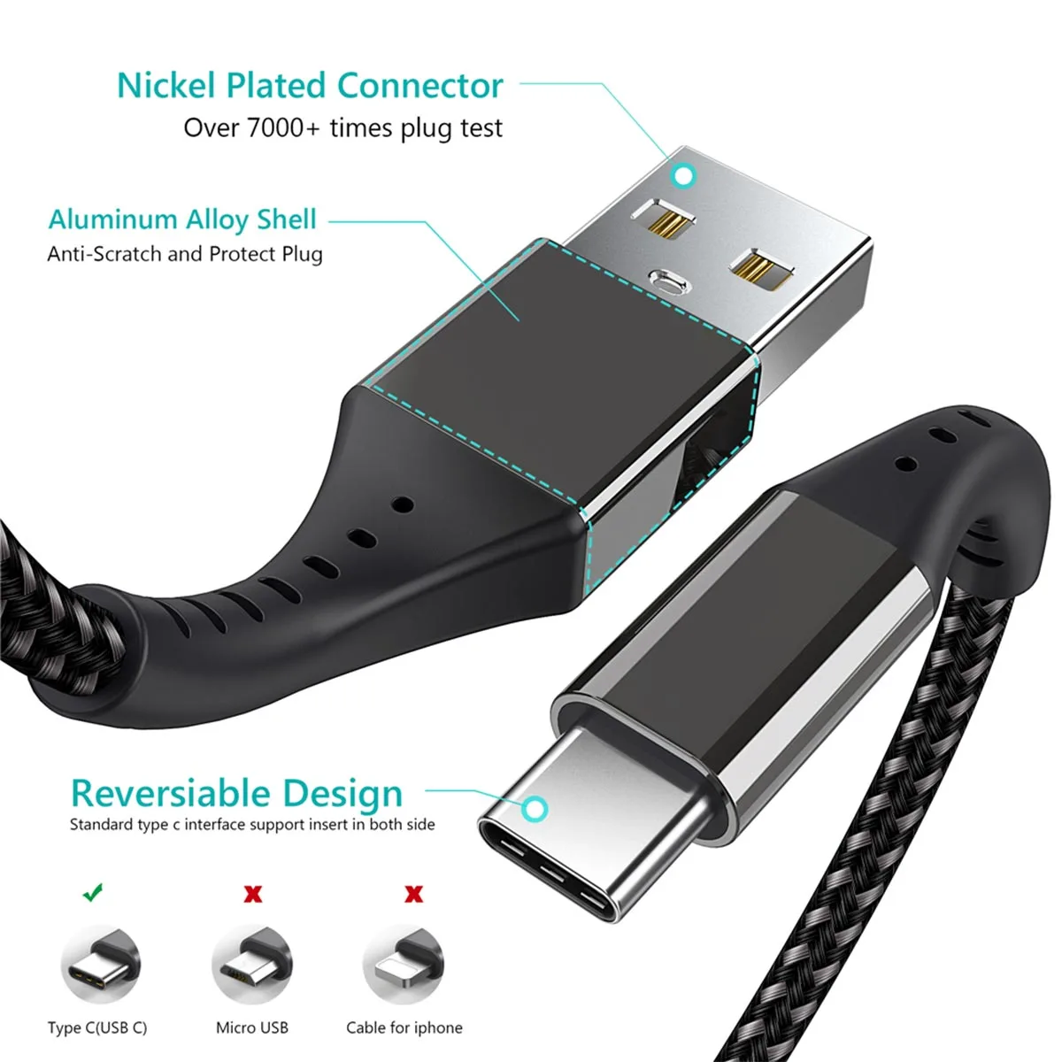 کابل تبدیل USB به USB-C سامورایی مدل Ocelot طول 1 متر