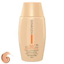 کرم ضد آفتاب رنگی ژیناژن، SPF 50، مدل 01، مناسب پوستهای خشک و نرمال با تنالیته متوسط و حجم 50 میلیلیتر، ضد آب، فاقد پارابن، محافظتکننده در برابر اشعههای UVA و UVB، ارای فرمولاسیون بدون الکل و گلیسیرین غنی شده با ویتامین E، با ماندگاری 4 ساعته