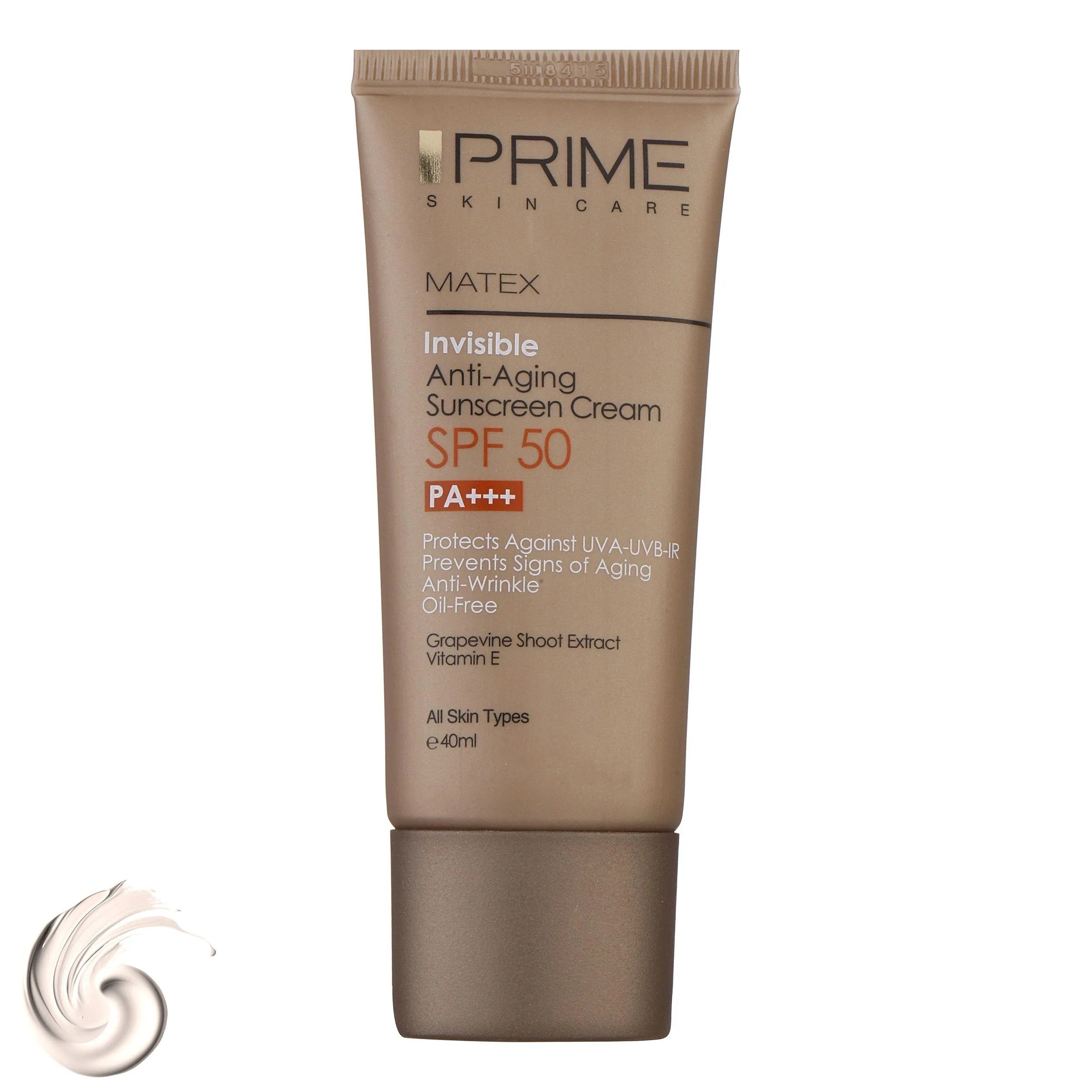 کرم ضدآفتاب بدون رنگ پرایم مدل Anti Aging SPF50، حجم 40 میلی‌لیتر