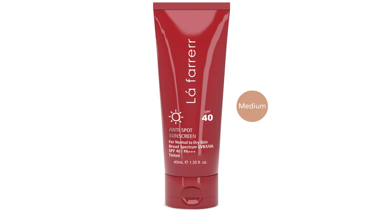 کرم ضدآفتاب و ضدلک رنگی لافارر مدل SPF40-Medium، مناسب پوستهای خشک و معمولی، حجم 40 میلیلیتر