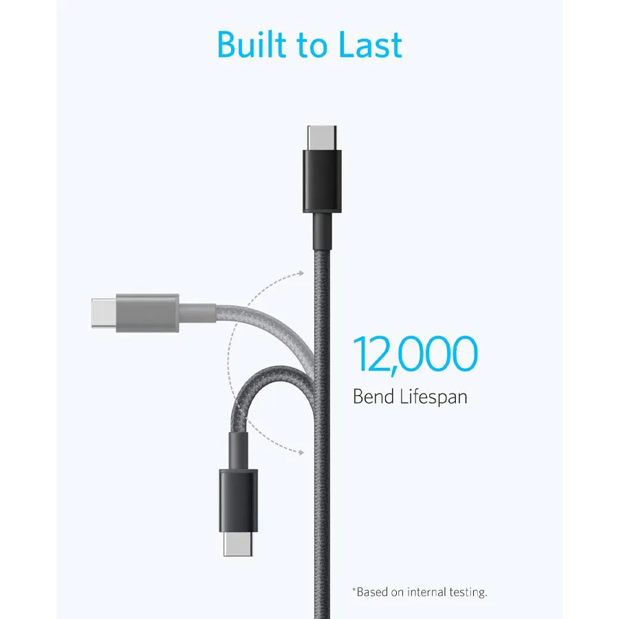 کابل تبدیل USB-C به USB-C انکر مدل Nylon A8752 طول یک متر