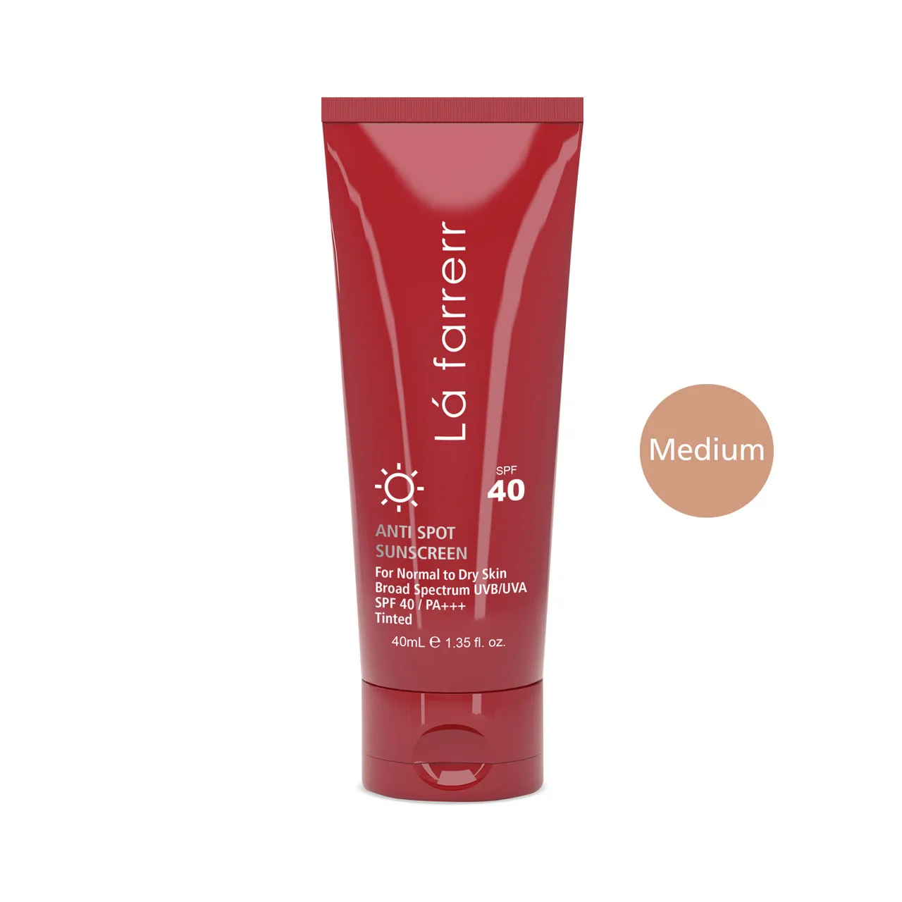 کرم ضدآفتاب و ضدلک رنگی لافارر مدل SPF40-Medium، مناسب پوست‌های خشک و معمولی، حجم 40 میلی‌لیتر