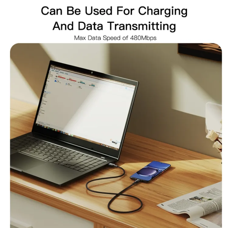 کابل تبدیل USB به USB-C یسیدو مدل CA106 6mm طول 1.2 متر