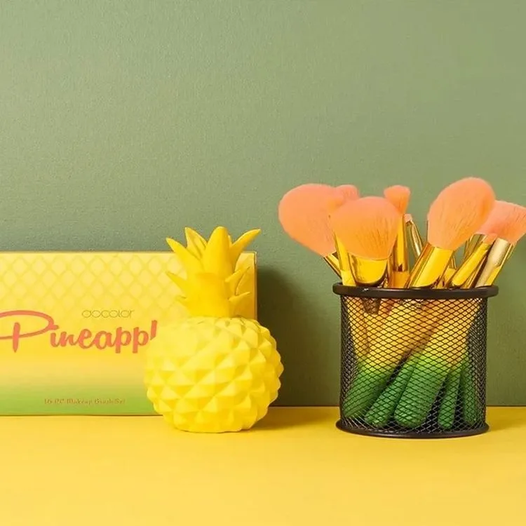 ست برس آرایشی دو کالر مدل PineappleDP16 مجموعه 16 عددی