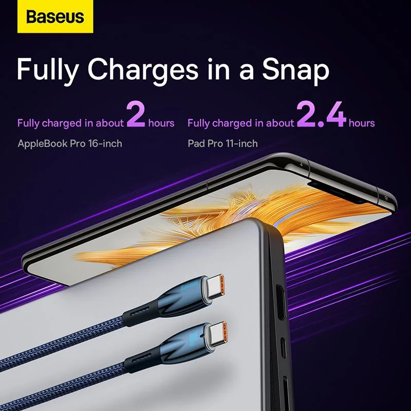 کابل USB-C باسئوس مدل Glimmer Series 100W طول 2 متر