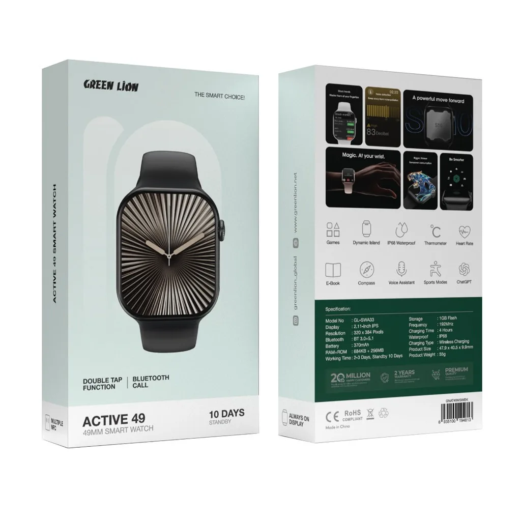ساعت هوشمند 44 میلی متری گرین لاین مدل MOR ACTIVE 49 بند سیلیکون